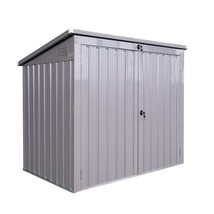 Gray Galvanized Steel Outdoor Storage Shed: 2 Bins, Tools, Firewood - $259.99