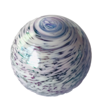 Paperweight Cobalt Blue Glass Base with AB White Swirls on Top 2.25&quot; Tall Small - $29.02