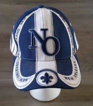 New Orleans Buorbon Street Saints Baseball Hat Blue Gray Raised Embroidery  - $23.14