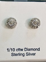 Diamond Stud Round Earrings (1/10 ct. t.w.) in Sterling Silver - £35.92 GBP