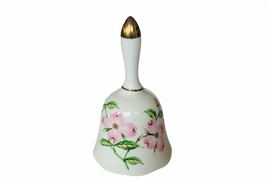 Lefton Japan Dinner Bell Porcelain figurine decor gift floral pink rose vtg iris - £19.74 GBP
