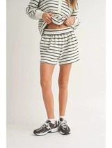 Miou Muse striped terry fabric shorts in WHITE/NAVY - size S - $44.55