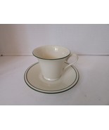 LENOX SHORT FOOTED TEACUP &amp; SAUCER IVORY WITH CHRISTMAS GREEN RIM &quot;SPECI... - $5.37 CAD