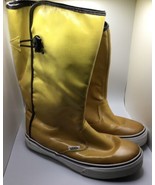 Vintage Dasan Vans Womens Rare Yellow Coated Canvas  Rain Boots Shoes Si... - $89.10