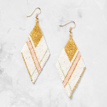 Plunder Earrings (new) RIVER - PINK, MINT, CREAM &amp; GOLD SEED BEADS - 4&quot; ... - £22.37 GBP