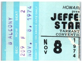 Vintage Jefferson Starship Ticket Stub November 8 1974 Fort Worth Texas - £18.55 GBP