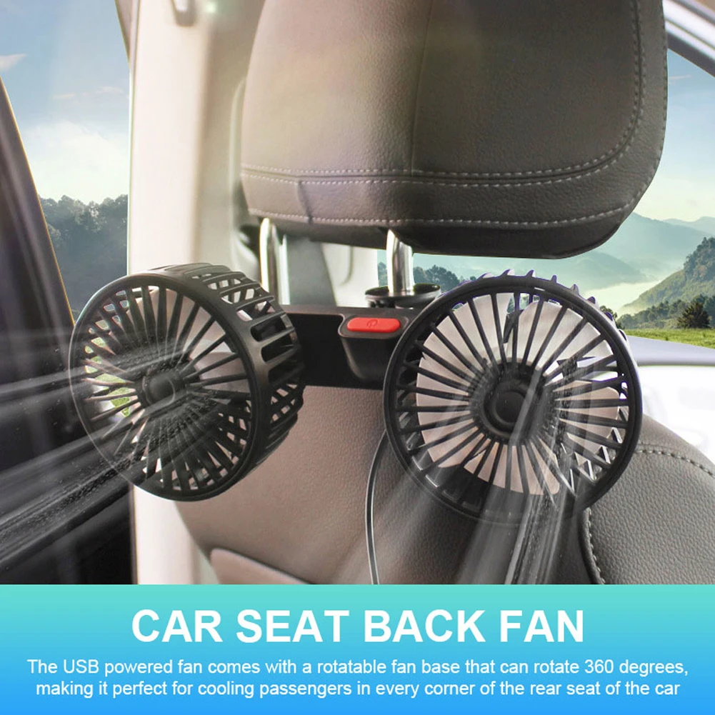 Car Seat Back Cooling Fan - Auto Headrest Ventilation Fan with 360-Degree Rota - £17.63 GBP