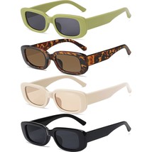 4 Pieces Retro Sunglasses Vintage Sunglasses Small Square Rectangle 90S Glasses  - £26.74 GBP