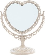 Xpxkj 7-Inch Heart-Shaped Mirror Tabletop Vanity Makeup Mirror, Shaped, Beige). - £10.38 GBP