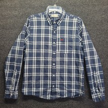 Hollister Shirt Men&#39;s Sz L Blue Plaid Button Up Pocket Long Sleeve - £8.55 GBP