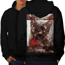 Cat Cute Kitty Christmas Sweatshirt Hoody Meowy Christmas Men Hoodie Back - £16.88 GBP