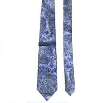 Perry Ellis Men&#39;s Silk Tie Blue Paisley Abstract Floral 56 Inches Long NWT - £17.54 GBP