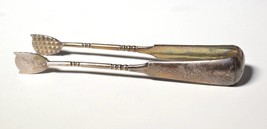 late 19C antique Silver sugar tongs ornate w floral engraving - £90.44 GBP