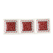 Gibson Home Village Vines 13.5 Inch Ceramic Rectangular 3 Section Tray in Red - $45.05