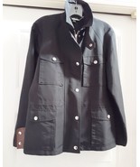 Lauren Ralph Lauren Poly Jacket w Lamb Leather Trim Zip Black Womens Siz... - £101.60 GBP