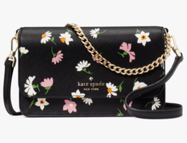 Kate Spade Madison Flap Crossbody Bag Black Floral Chain Purse KF477 NWT... - £79.11 GBP