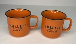 Two Bulleit Frontier Whiskey Coffee Mug Cup Orange Ceramic Bourbon - £9.95 GBP
