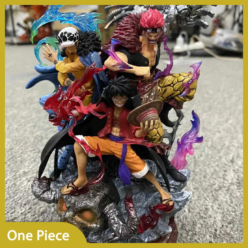 One Piece Anime Figures Luffy Law Kid  3 Captain Action Figurine 22cm Doll - £42.76 GBP