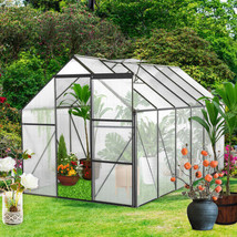 6x12 FT Polycarbonate Greenhouse Raised Base and Anchor Aluminum - Green - £415.22 GBP