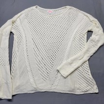 Pulse Boutique Women Sweater Size M Cream Peppy Loose Knit Long Sleeve Scoop Top - £9.91 GBP