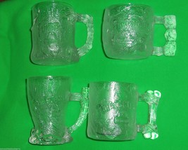 4 Flintstones McDonalds Glass Mugs 1993 Vintage Fast Food Stone Age Cups - £31.38 GBP