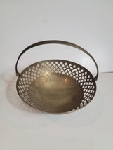 Vintage Solid Brass Indian Made Etched Antique Bowl Basket Dish - £26.71 GBP