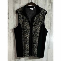 Weekends By Chicos Womens Vest Size 2 Large Black Zebra Zip - £21.87 GBP