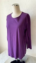 Orvis Purple Cotton Knit Round Neckline Long Sleeve Shirt - Women&#39;s Large - £12.84 GBP