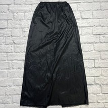 Vintage Vassarette Black Half Slip Long Lace Trim Size M Pillow Tab Skirt - $24.70
