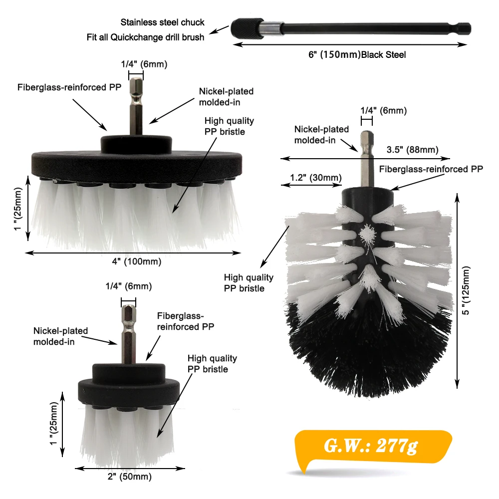 1 Set/4 PCS White Electric Drill Brush Kit Plastic Round Cleaning Brush ... - $122.09
