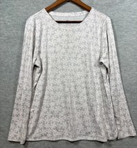 J.Jill Womens Pima Cotton Long Sleeve Crew Neck Top Snowflake Print Size L - $291.89 MXN