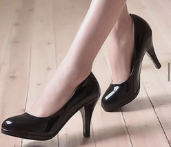 Alex Mari Classic Black Patent Leather 3&quot; Heel Dakata Round Toe Pumps Size 6.5 - £14.03 GBP