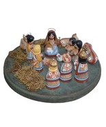 Mexican Folk Art Nativity Set Handpainted Clay Pottery Christmas 14 Piec... - $35.37
