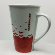 Starbucks Red Coffee Latte Mug Cup Valentines Chevron Hearts Large 22 oz. 2013 - £18.03 GBP