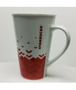 Starbucks Red Coffee Latte Mug Cup Valentines Chevron Hearts Large 22 oz... - £18.16 GBP