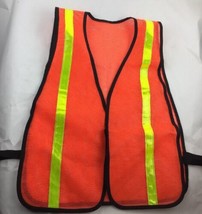 Yellow &amp; orange mesh Safety Vest Reflective Stripes EUC Adj  Closure - £11.82 GBP
