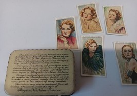 Vintage Cigarette Tin No name tobacco with Players Cigarette cards x5 Starlets - £24.12 GBP