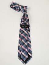 Men's Nicole Miller Tie Classic Woven Silky Feel #Nicole-2 Pink Blue Checker image 3