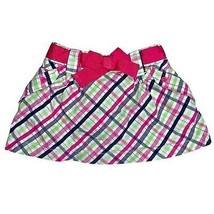 Plaid Preppy pink green navy skirt pink bow attached modesty bloomers Party - $4.95