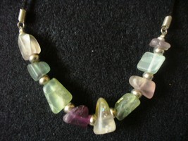 Large Chip Florite Beaded Necklace - £9.50 GBP