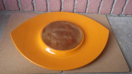 Rare Dansk Mcm Orange Lacquer Teak Festivaal Eyeball Cheese Board Tray 1959-62 - $400.00