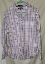 Apt 9 Medium Button Down Long Sleeve Pink Plaid Squares Black Stripe Shirt - $12.99