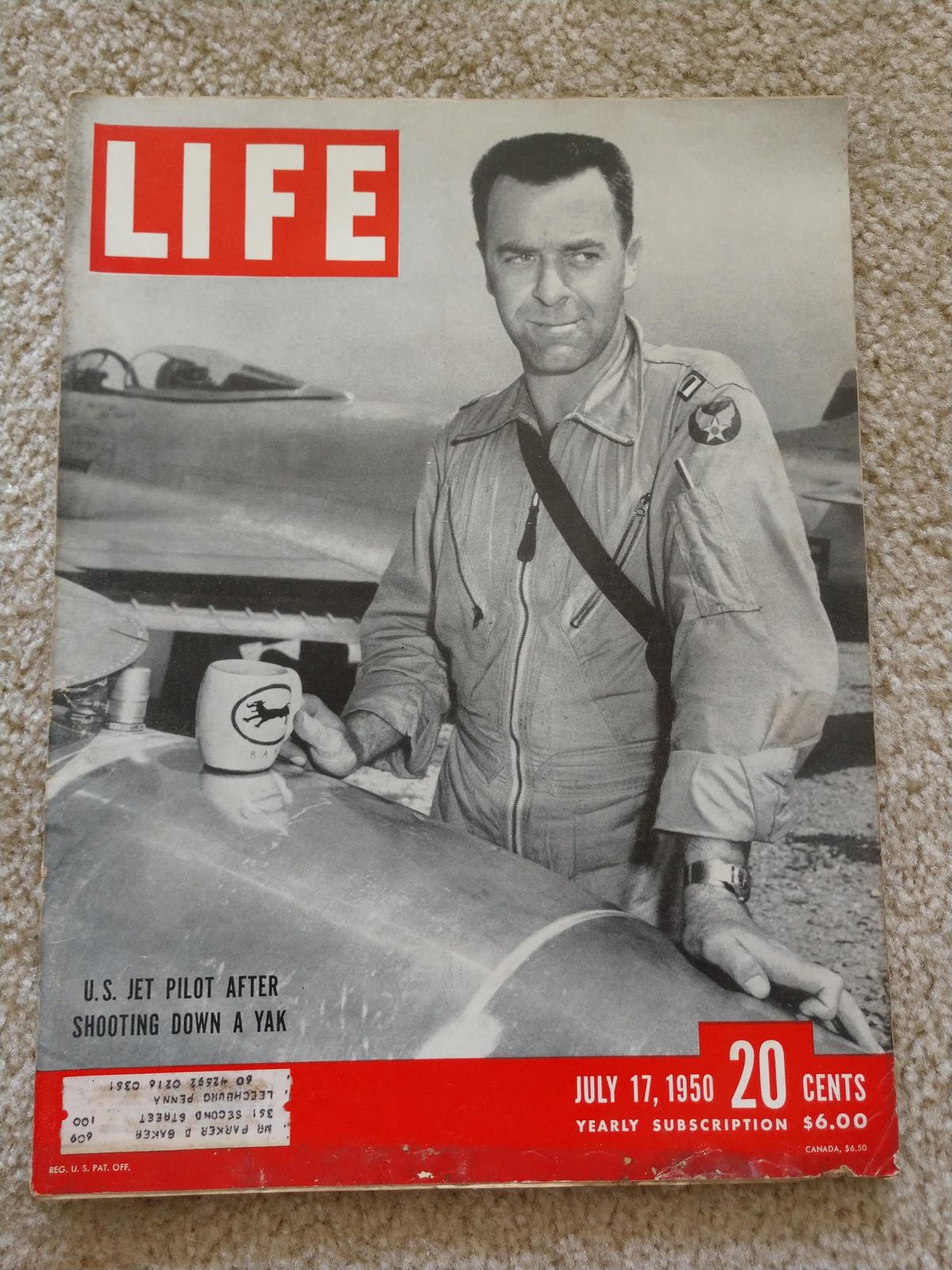 Vintage July 17, 1950 Life Magazine - U.S. Jet Pilot After Shooting Down a Yak - $8.99