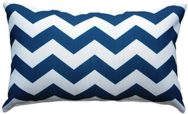 Chevron Bold Blue Throw Pillow 12x19, Complete with Pillow Insert - £33.53 GBP
