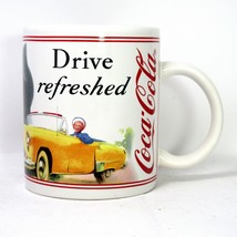 1997 Drive Refreshed Coca-Cola 10oz Ceramic Mug Yellow Classic Car Girl Driving - £22.46 GBP