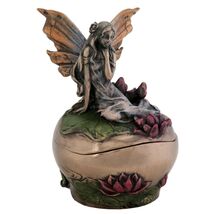 Michelle Fairy Laying on Lotus Leaf Jewelry Trinket Box Container Faerie... - $22.98