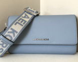 New Michael Kors Jet Set Item Large Wallet Crossbody Leather Pale Blue - $94.91