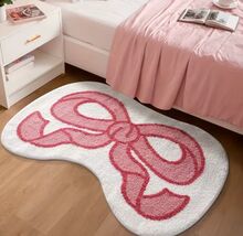 1pc Fluffy Bath Rug, Extra Soft Absorbent Bathroom Mat with Pink Bow Des... - $18.00