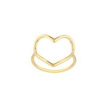 14K Solid Yellow Gold Organic Open Heart Ring - Size 6, 7, 8 - - £221.53 GBP