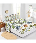 Dinosaur 4 Piece Kids Sheets Twin Size,Jurassic Dinosaur Bedding Sheet S... - £51.67 GBP